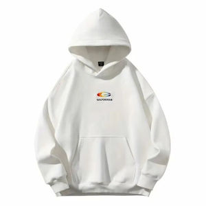 Sudadera con capucha gris clásica con diseño de logotipo colorido en el pecho hecha de tela suave transpirable, uso diario informal que ofrece comodidad y calidez - Product Image 6