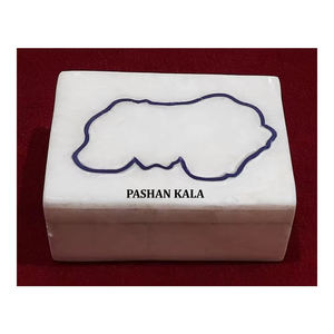 Boîte en nacre naturelle de forme rectangulaire en marbre incrusté de marbre blanc doublement brillant fait à la main pour grossiste - Product Image 1