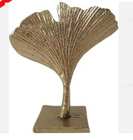 Objet décoratif de qualité supérieure, finition dorée, motif feuille, pour la maison, le bureau, la bibliothèque