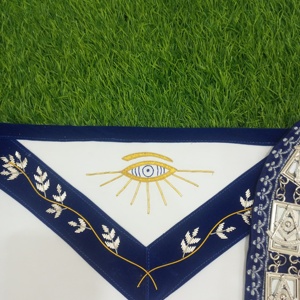 BRODURE MAIN MAÇON PAST MASTER TABLIER ET COLLIER VELOURS BLEU ROYAL - Product Image 6