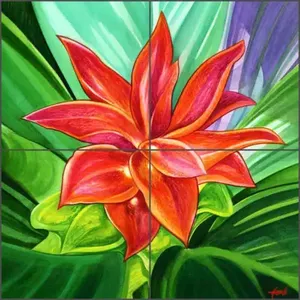 Agudelo Floral Tile Backsplash Tropical Flower Art Mural de cerámica Mural de pared FAA025 - Product Image 1