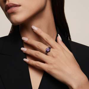 Bague de mode Jeulia Gothic Black Moon Star Purple Firework Cut - Product Image 5