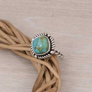 Kingman <b>Turquoise</b> Sterling Silver <b>Ring</b> Twisted Band Boho Jewelry Handmade Gemstone <b>Ring</b> Western Silver Gift for Her - Product Image 6