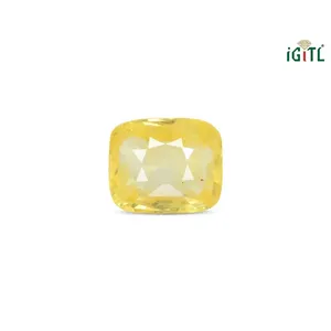 Saphir Jaune Naturel de 7,05 Carats (Pukhraj) - Pierre Précieuse Facettée Taille Émeraude - Product Image 1