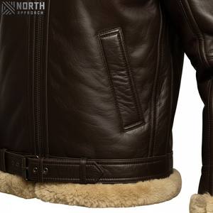 Nouvel arrivage de blouson bombardier de moto d'hiver en fourrure de cuir véritable de haute qualité pour hommes logo avant respirant - Product Image 5