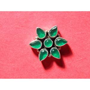 925ต่างหูพลอยโมราสีเขียวเงินสเตอร์ลิงทำด้วยมือสีเขียวเครื่องประดับสตั๊ดงานแต่งกระดุมแฟชั่น - Product Image 2