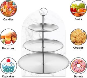 Set of 2 Tier Gold Metal Cake Stands For Serving Cakes <b>Dessert</b> Fruits Elegant Table Display Centerpiece Home Partie And Gift Use - Product Image 2