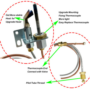 Natural <strong>Gas</strong> Pilot Burner Assembly Replace Real Fire Model G5 G6 Burner Parts for <strong>Fireplace</strong> with <strong>Thermocouple</strong> - Product Image 3