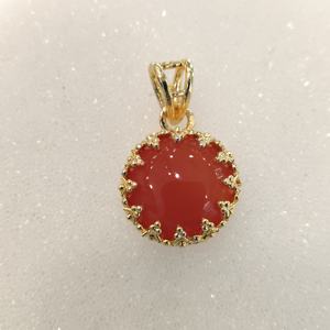 Natural Carnelian Pendant in Gold Plated Brass Cabochon Gemstone Jewelry Bezel Setting Stylish for <b>Wedding</b> <b>Anniversary</b> Party - Product Image 2