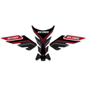 Kit de protection de réservoir en gel 3D pour Kawasaki ZX-6R pour Ninja 636, taille personnalisée, autocollant logo moto rouge compatible avec Ninja 636-Rouge - Product Image 2