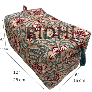 Sac fourre-tout matelassé multi-usages en tissu écologique imprimé personnalisé, motif floral pêche, avec fermeture éclair, pour cosmétiques, courses et usage quotidien - Product Image 2