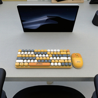 Clavier de machine à écrire rétro sans fil 2.4GHz avec souris DPI réglable 84 touches suspendues Mini anglais arabe prêt Stock BT Combo