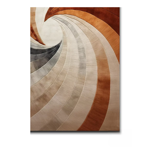 Tapis en laine tufté à la main rectangulaire moderne de qualité supérieure à poils hauts motif abstrait en spirale beige contemporain pour le bureau à domicile - Product Image 2
