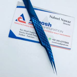 Pince à épiler d'extension de cils en acier durable professionnel de haute qualité poignée en diamant de couleur rose pointes pointues inclinées incurvées - Product Image 6