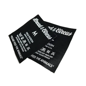 Vente en gros directe d'usine, étiquettes tissées personnalisées de haute qualité, étiquettes en satin, vente chaude, pliage en bout, pas de quantité minimale de commande - Product Image 2