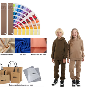Chándales para niños con logotipo personalizado 3-14 años 350Gms Fleece Plain Kids Jogger Sets a granel al por mayor Ropa para niños - Product Image 5
