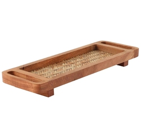 Plateau de service en bois d'acacia fait à la main avec poignée plateau de service décoratif plateau pour table de petit déjeuner décoratif - Product Image 6