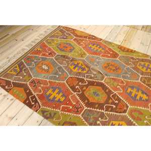 Tapis turc vintage 5,2x9,6 pi (160x293 cm), tapis rouge ombré - Product Image 4