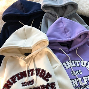 Pull-over à broderie personnalisée Sweatshirts à capuche amples en coton décontractés pour hommes Sweat-shirt à capuche floqué Streetwear - Product Image 1