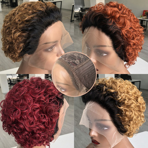Peruca-Peluca <span class=keywords><strong>de</strong></span> encaje frontal para mujer, pelo natural curtinha 13x1, bob perruques naturel chevux humain, color negro - Product Image 6