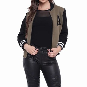 Chaqueta universitaria de alta calidad para mujer, chaqueta universitaria con mangas de cuero de chenilla bordadas, chaqueta universitaria de béisbol personalizada Letterman - Product Image 4