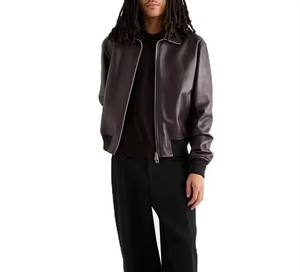 OEM personalizado al aire libre Vintage suave monocromo impermeable hombres chaqueta de cuero 2025 - Product Image 3