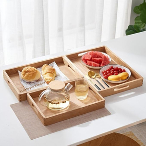 Mejor calidad superior Recién llegado Mango Bandeja de madera para servir Plato Forma ovalada Mango de metal pulido natural para aperitivos de té - Product Image 6