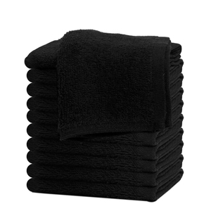 Venta caliente Toalla de cara de algodón 100% Toalla de secado rápido de alta calidad en negro Tamaño 30x30 Estilo liso ecológico y absorbente - Product Image 1