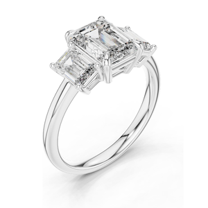 Bague de fiançailles en diamant CVD créé en laboratoire 3 CT VVS-VS-EF, taille émeraude, or 18 carats, 14 carats, 10 carats et argent 925, rose, jaune, blanc - Product Image 4