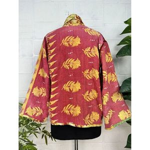 Vintage <b>Kantha</b> Stitch Dori <b>Jacket</b> One-of-a-Kind Handstitched Boho Chic Reversible Short Coat Patchwork Decoration for Spring - Product Image 5