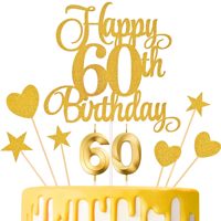 60. Geburtstags torte Dekor Set Ziffer 60 Kerzen Alles Gute zum 60. Geburtstag Topper Heart Star Cupcake Picks für Weihnachts anlässe