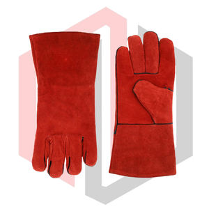 Guantes de Soldadura Resistentes al Calor Rojo, de Cuero Resistente al Fuego, Antiestáticos, Resistentes a Desgarros, con Puño de Punto Grueso de 11 oz, para Soldadura MIG, TIG, Stick, Barbacoa y Parrilla - Product Image 6