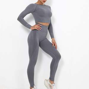 Arrivée vêtements actifs ensembles Yoga ensemble 2024 sport soutien-gorge et pantalons de Yoga Leggings Top qualité nouveau 100% coton Fitness femmes unisexe 5 pièces - Product Image 2