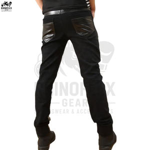 กางเกงหนังผู้ชายทรงสลิมฟิตสำหรับผู้ใหญ่กางเกงหนังลำลองหนังแท้ - Product Image 2