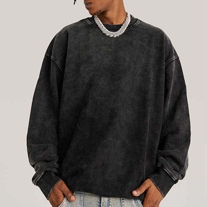Camisetas personalizadas Vintage de 380g, sudaderas de lavado ácido de gran tamaño, ropa de calle para hombres, sudaderas básicas de 100% algodón al por mayor - Product Image 2