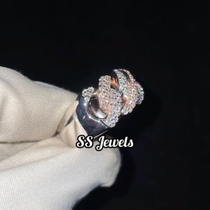 Anillo de Hombre de Plata 925 Estilo Nuevo, Media Cadena Cubana, Completamente Engastado con Moissanita, Joyería Religiosa Chapada en Rodio para Boda - Product Image 4