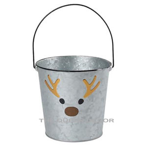 Calidad superior Decoraciones navideñas de moda Forma ovalada moderna Cubo de metal eléctrico Mango de flor de tela de Papá Noel - Product Image 6