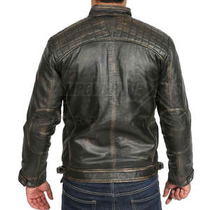 Venta al por mayor Durable Chaqueta de cuero Uso al aire libre Chaqueta de cuero Stand Collar Chaqueta de cuero para los hombres - Product Image 3