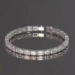 Bonito Diamante de corte ovalado y esmeralda elegante inspirado Twist Moissanite pulsera y brazalete accesorio para esposa - Product Image 3