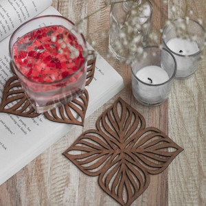 Feuille Coaster Set Dessous De Verre En Bois Résistant À La Chaleur Vaisselle Pad Tasse Décor À La Maison Café Thé Vin Noyer Sous-verres - Product Image 1