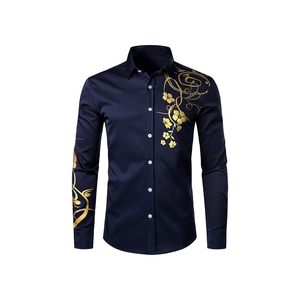 Vestido informal ajustado de manga larga personalizado para hombre, camisas de verano cómodas de ajuste Regular, camisa elástica abotonada de Color sólido para hombre - Product Image 4