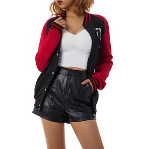 High Quality Women's <b>Sheep</b> <b>Skin</b> Varsity <b>Jacket</b> Custom Logo Baseball Coat with Breathable Feature Wholesale Fall Varsity <b>Jackets</b> - Product Image 2