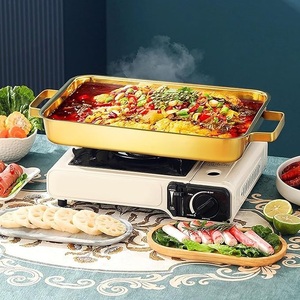 Platos y platos españoles rectangulares de acero inoxidable con asas dobles para fiestas, restaurantes, bodas y otras ocasiones - Product Image 5