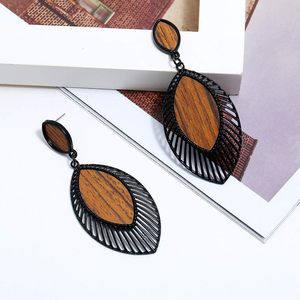 Wooden Earrings for Women - Big Round <b>Circle</b> Geometric <b>Wood</b> Drop Dangle Hook Earrings Dangle Lightweight Drop Bohemian Pendant - Product Image 4