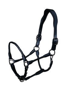 Le licou en cuir tressé anatomique foncé est développé avec une pièce de cou plus large rembourrée anatomique pour diffuser la pression - Product Image 6