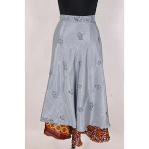 Women's Lightweight Vintage <b>Summer</b> Reversible Floral Printed Silk Wrap <b>Skirt</b> Festival Boho Style Comfortable Natural Waistline - Product Image 1