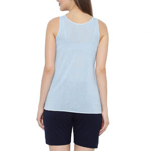 Nuevo conjunto de Top y pantalones cortos sin mangas con estampado hecho de algodón para mujer, conjunto de Top y pantalones cortos sin mangas para mujer - Product Image 4