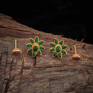 Silver Temple Vintage Trendy Stainless Steel <b>Earrings</b> 153727 Religious Stud Bezel Set Flower Pattern with <b>Hook</b> for Wedding - Product Image 3