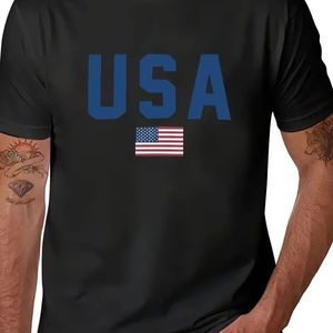 USA Imprimé T-shirt décontracté en coton à manches courtes pour hommes Haut à col rond pour l'été en plein air Design vierge 2025 - Product Image 1