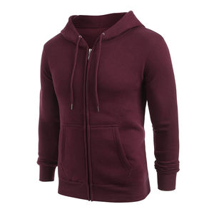 Venta al por mayor de ropa de hombre de talla grande personalizada Color sólido 100% algodón polar ropa deportiva básica cremallera sudaderas con capucha transpirable buen precio - Product Image 4